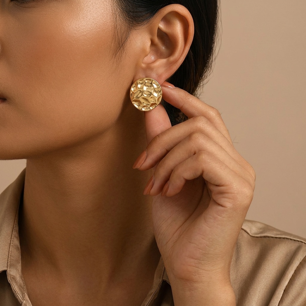 2pcs Set Irregular Pleated Geometric Round Women's Earrings